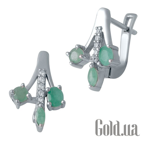 

Серьги Fresh Jewelry, Серебряные серьги с изумрудами и куб. циркониями
