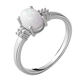 Женское серебряное кольцо с куб. циркониями и опалом, 1738280