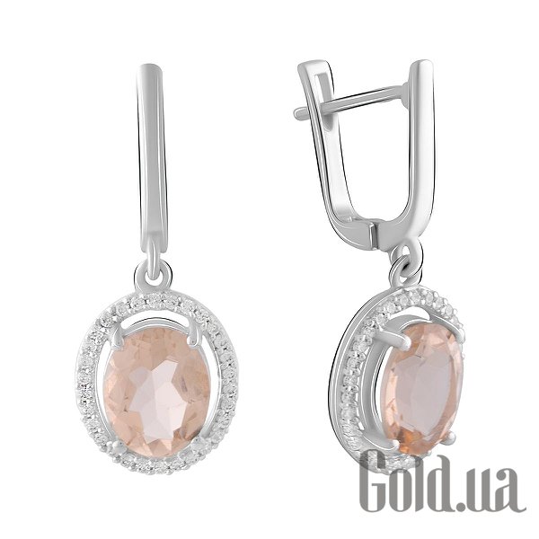 

Серьги с подвесками Fresh Jewelry, Серебряные серьги с куб. циркониями и синт. морганитами