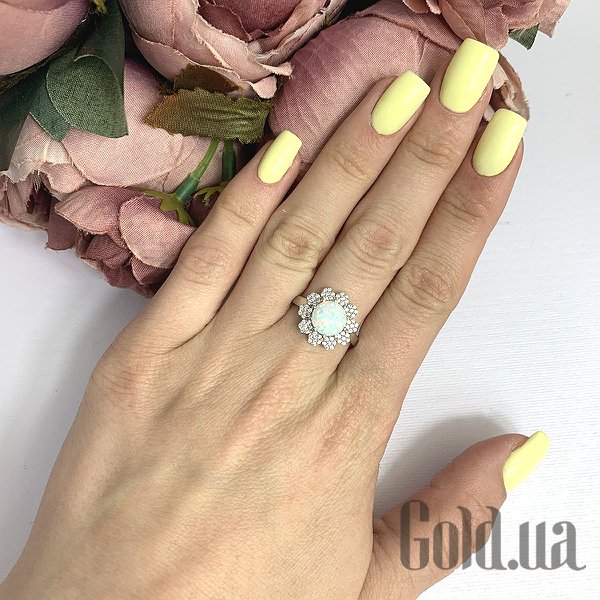 Каблучка Fresh Jewelry Жіноча срібна каблучка з куб. цирконіями і опалом, 17.5