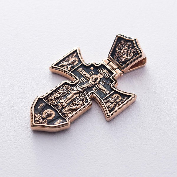 Золотой кулон "Распятие. Ангел Хранитель"