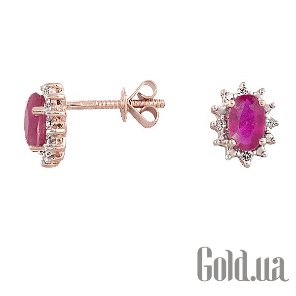 

Серьги-гвоздики Lurie Jewelry, Золотые серьги с бриллиантами и африканскими рубинами