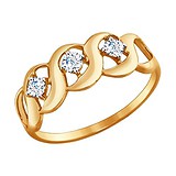 SOKOLOV Женское золотое кольцо с куб. циркониями, 1512489
