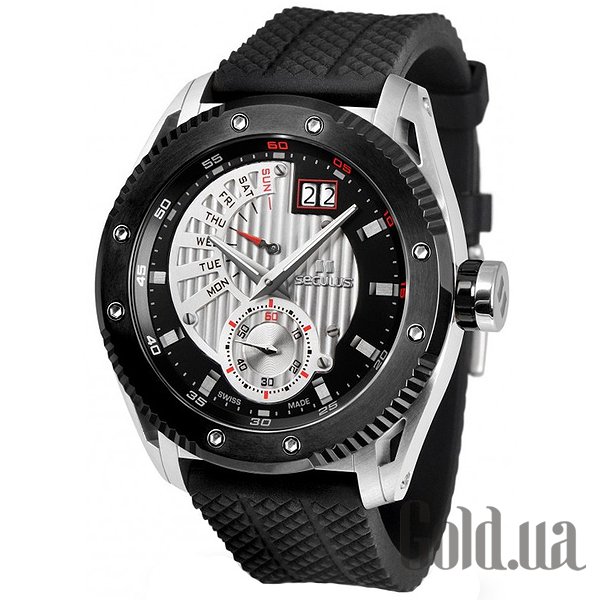 Купити Seculus Чоловічий годинник 9535.2.7004P black-white, ss-ipb, black silicon