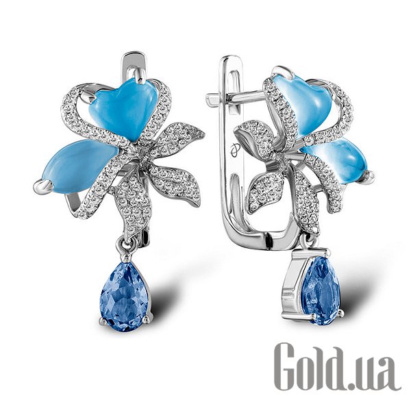 

Серьги с подвесками Lurie Jewelry, Золотые серьги с бриллиантами и топазами