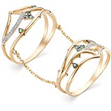 Женское золотое кольцо с бриллиантами и изумрудами, 1602857