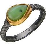 Женское серебряное кольцо с янтарем в позолоте, 1671209