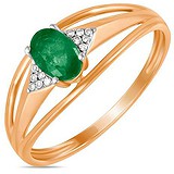 Женское золотое кольцо с бриллиантами и изумрудом, 1705513