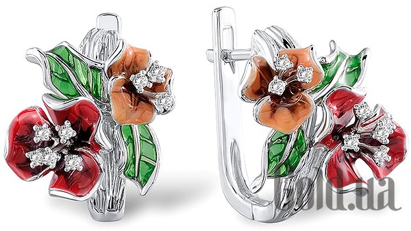 

Серьги Lurie Jewelry, Серебряные серьги с куб. циркониями и эмалью