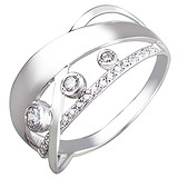 Женское серебряное кольцо с куб. циркониями, 1615402