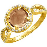 Женское золотое кольцо с куб. циркониями и раухтопазом, 1637162