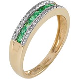 Женское золотое кольцо с изумрудами и бриллиантами, 1673002