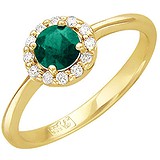 Женское золотое кольцо с бриллиантами и изумрудом, 1705770