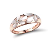 Женское золотое кольцо с бриллиантами и перламутром