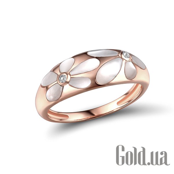 Купить Женское золотое кольцо с бриллиантами и перламутром
