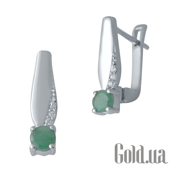 

Серьги Fresh Jewelry, Серебряные серьги с изумрудами и куб. циркониями