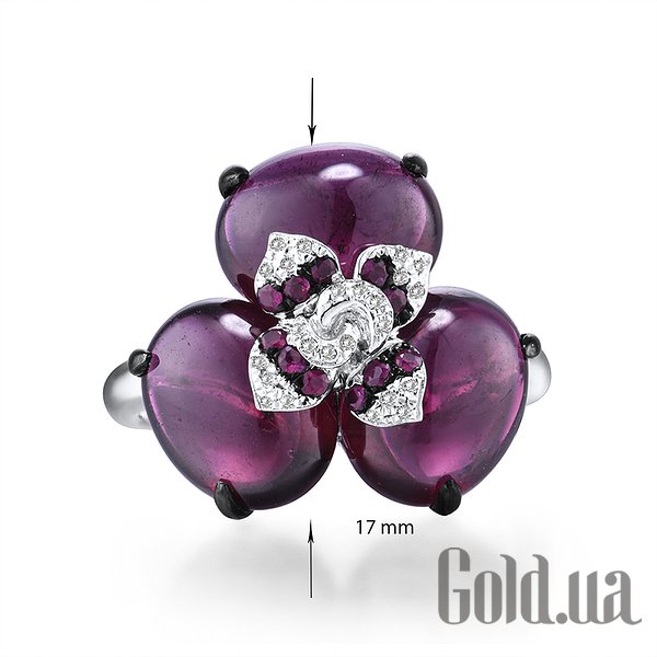 

Кольцо Lurie Jewelry, Женское золотое кольцо с бриллиантами, рубинами и гранатами, 17.5