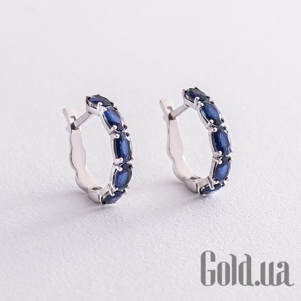 

Серьги Украина, Серебряные серьги с синт. сапфирами