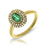 Женское золотое кольцо с бриллиантами и изумрудом, 820778