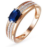 Женское золотое кольцо с бриллиантами и сапфиром, 1603115
