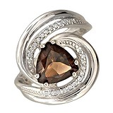 Женское серебряное кольцо с куб. циркониями и раухтопазом, 1622315