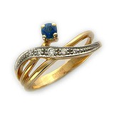 Женское золотое кольцо с сапфиром и бриллиантами, 1625643