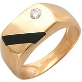 Мужское золотое кольцо с куб. цирконием и ониксом, 1654571