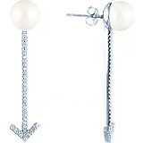 Срібні сережки з куб. цирконіями і перлами, 1670956