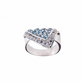 Женское серебряное кольцо с куб. циркониями и топазами, 1716780