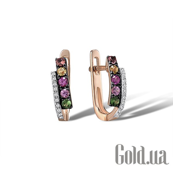 

Серьги Lurie Jewelry, Золотые серьги с бриллиантами, гранатами и сапфирами