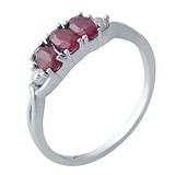 Женское серебряное кольцо с рубинами и куб. циркониями, 1730348