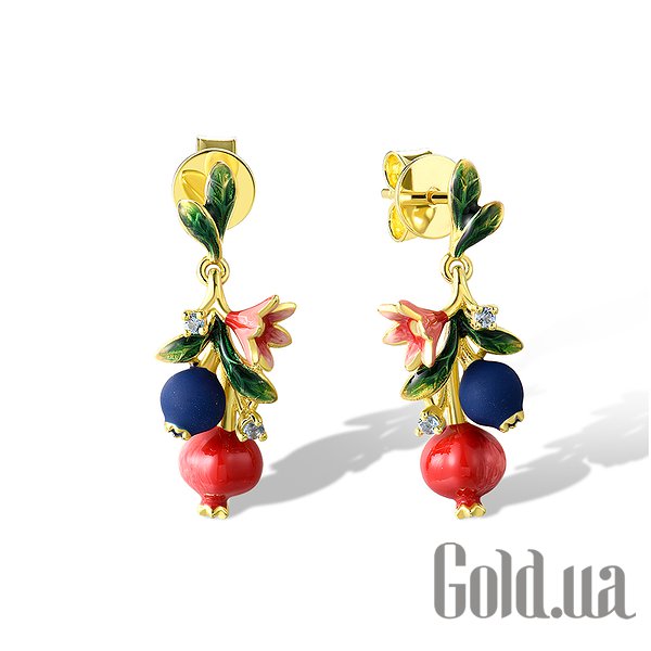 

Серьги-гвоздики Lurie Jewelry, Серебряные серьги с эмалью и шпинелью