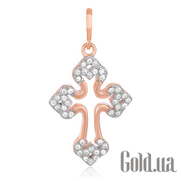 

Кулон-крестик Silvex925, Серебряный кулон с куб. циркониями в позолоте