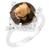 Женское серебряное кольцо с куб. циркониями и раухтопазом, 1257005