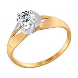 SOKOLOV Женское золотое кольцо с куб. цирконием, 1512493