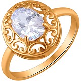 Серебряное кольцо с куб. цирконием в позолоте, 1614637