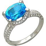 Женское золотое кольцо с бриллиантами и топазом, 1619501