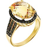 Женское золотое кольцо с бриллиантами и цитрином, 1622061