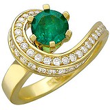 Женское золотое кольцо с бриллиантами и изумрудом, 1625389