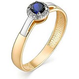Женское золотое кольцо с бриллиантами и сапфиром, 1628717
