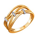 Женское золотое кольцо с куб. циркониями, 1628973