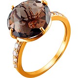 Женское золотое кольцо с куб. циркониями и раухтопазом, 1637677