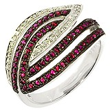 Женское золотое кольцо с бриллиантами и рубинами, 1640749