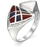 Женское серебряное кольцо с куб. циркониями и эмалью, 1646381