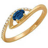 Женское золотое кольцо с сапфиром и бриллиантами, 1691693