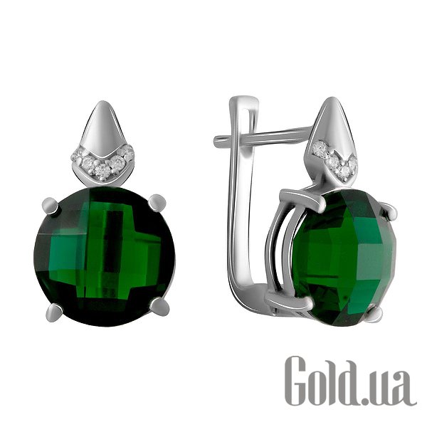 

Серьги Fresh Jewelry, Серебряные серьги с куб. циркониями и синт. изумрудами