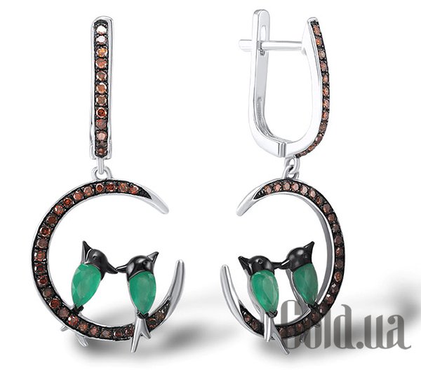 

Серьги с подвесками Lurie Jewelry, Серебряные серьги с бриллиантами и хрусталем