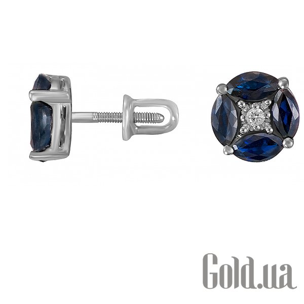 Сережки гвоздики Lurie Jewelry Золоті сережки з діамантами і сапфірами