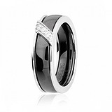 Женское серебряное кольцо с  куб. циркониями  и керамической вставкой, 272941