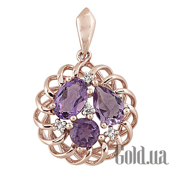 

Женский кулон Lurie Jewelry, Золотой кулон с бриллиантами и аметистами